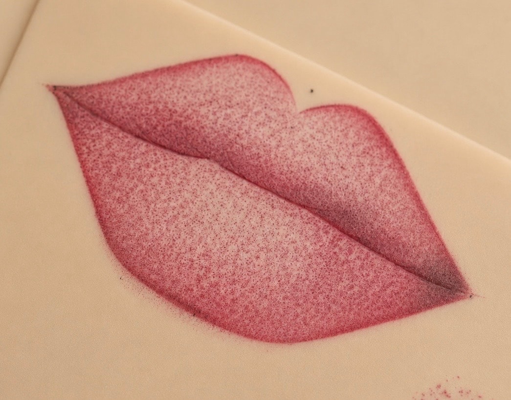 Trabajo de competencia Nathy Ron — micropigmentación de labios en látex